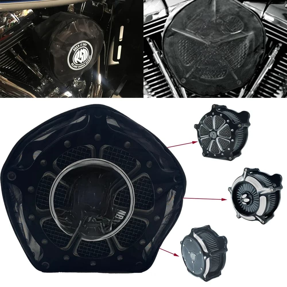 Chaussette de pluie imperméable noire RSD pour Harley Touring Sportster 1200 Softail Dyna Road King Electra Glide pour Kit de nettoyage de filtre à Air