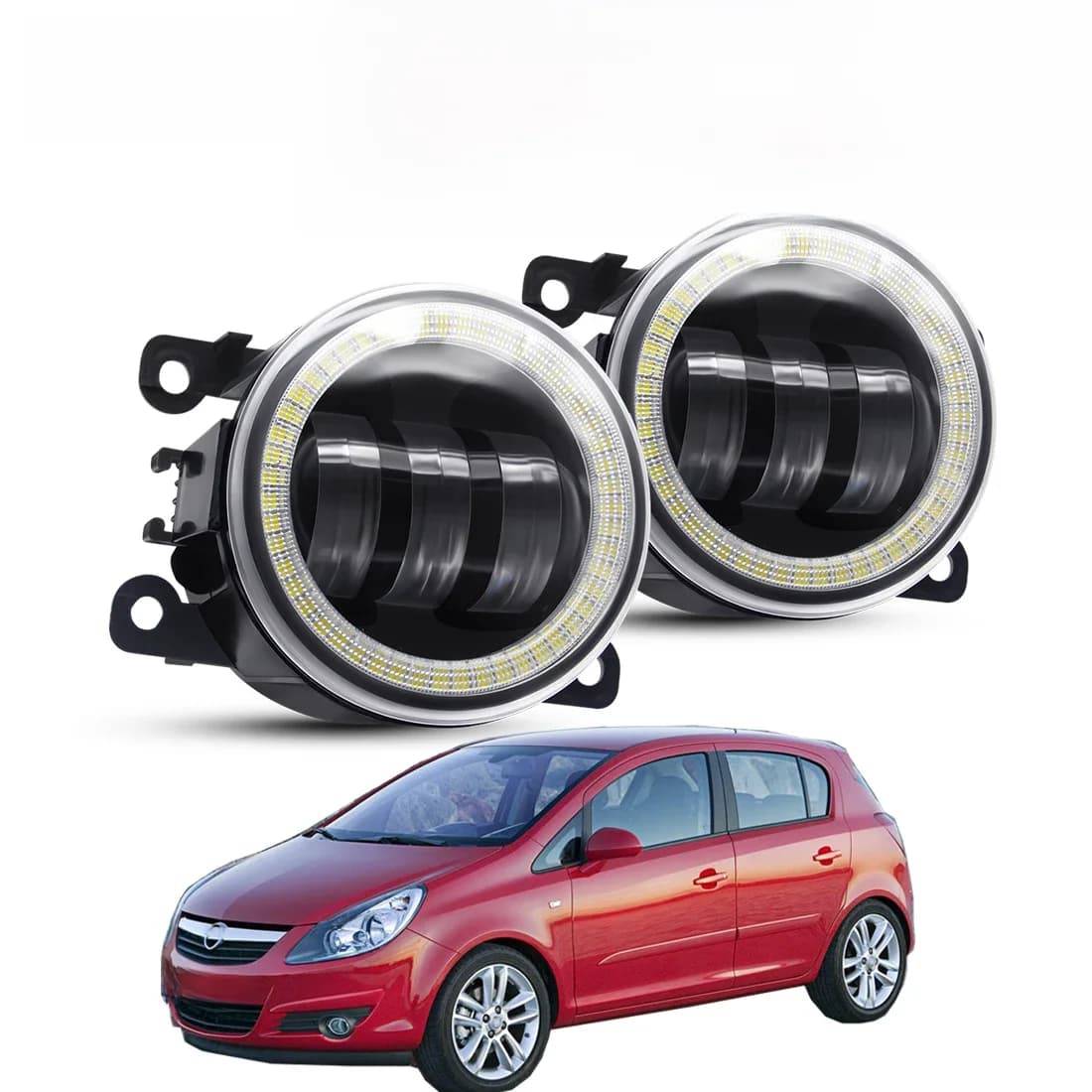 2 X ensemble de phares antibrouillard Angel Eye pour Opel Corsa D Hatchback 2007-2015 lentille LED de voiture antibrouillard feux de jour DRL 30W H11 12V