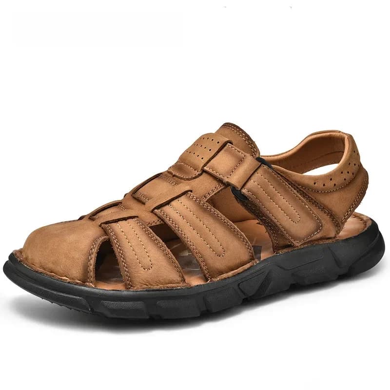 Sandales d'Été en Cuir group pour Homme, Chaussures Légères d'Extérieur, Confortables, de Plage, à la Mode, Décontractées, Nouvelle Collection