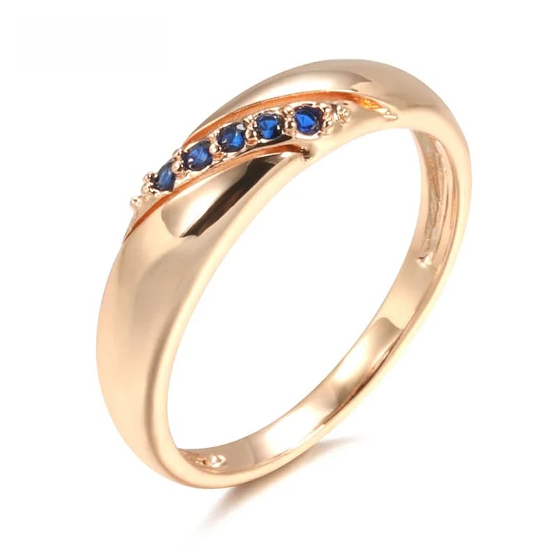 Kinel – bague de luxe Vintage en Zircon naturel bleu pour femmes, bague de mariage ethnique en or Rose 585, bijoux élégants et simples, 2021