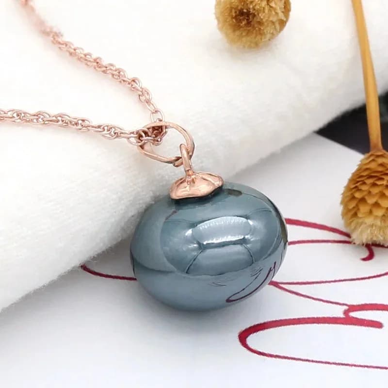 S & Z DESIGN – collier avec pendentif en perles d'imitation de grand pain pour femmes, couleur or Rose 585, bijoux de fête de mariage