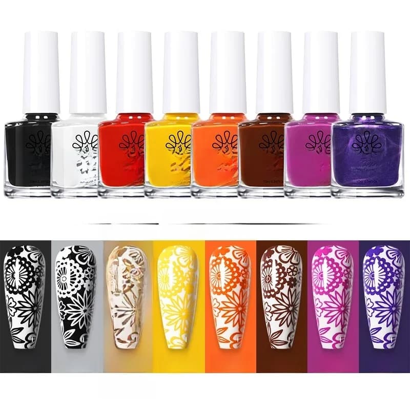 Faillite N PRETTY-Ensemble de vernis à ongles d'estampage, or, argent, noir, blanc, document, impression, bricolage, conception de plaque à ongles Varjuveny, 10ml