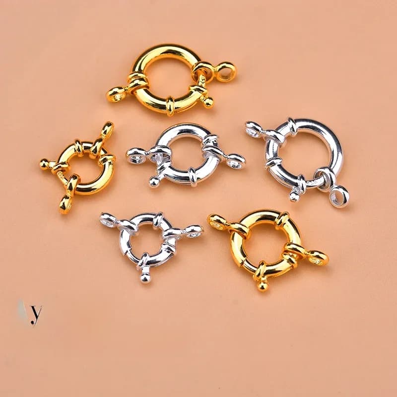 Accessoires de boucle à ressort en argent Sterling 925, boucle à bulle circulaire, boucle de perles communes de collier, boucle de connexion DIY