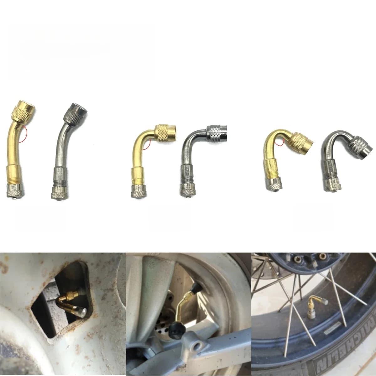 Connecteur de Valve de gonflage à Angle de 135 degrés, adaptateur d'extension de Valve de Tube de pneu en laiton 45 90 pour camion et moto, 2 pièces