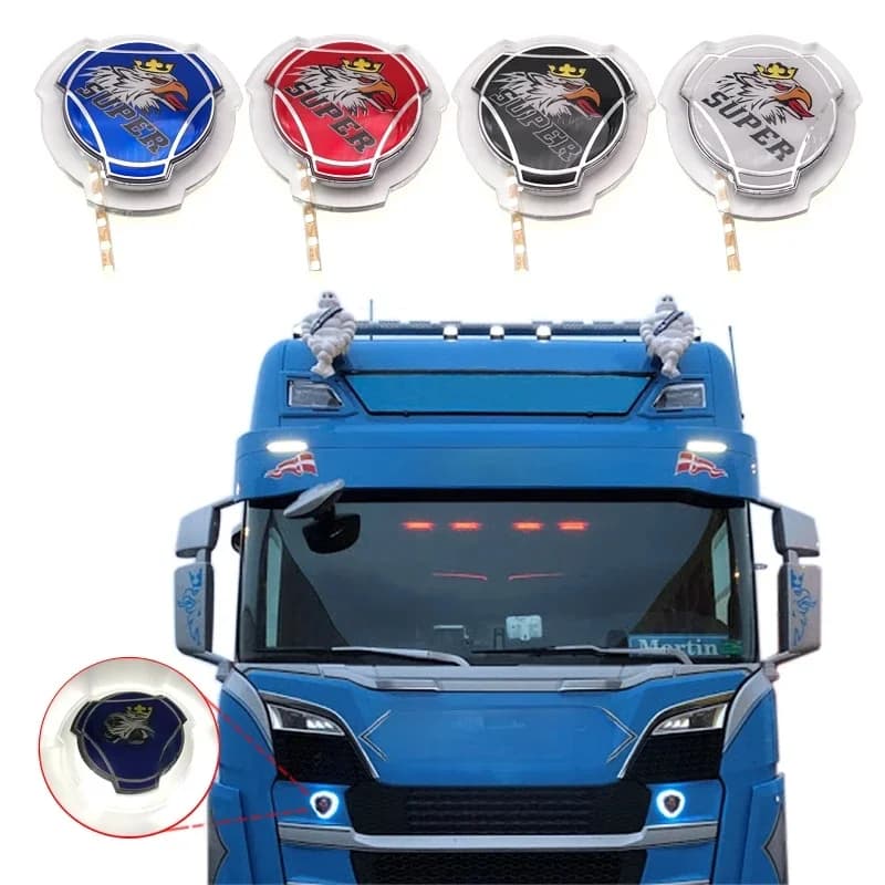 Insigne d'emblème de calandre avant de camion, logo Griffin SUPollWord, bandes d'éclairage LED blanches 24V, adapté pour Scania, 1x