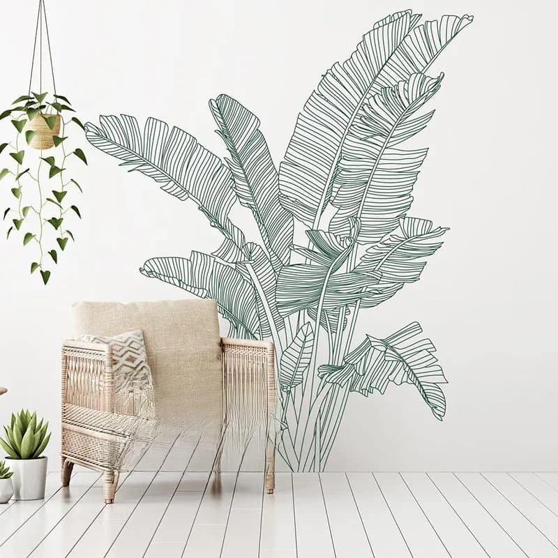 Autocollant mural de grande plante tropicale oiseau du paradis, autocollant mural en vinyle de décoration de maison moderne E222