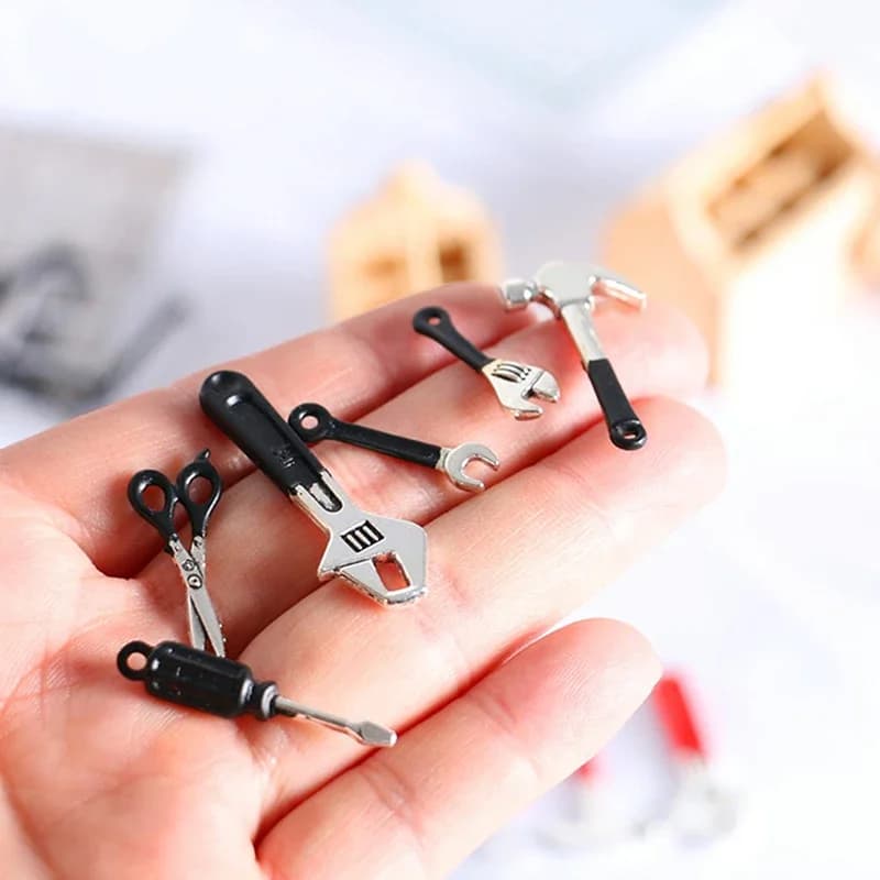 Kits de réparation miniatures pour maison de poupée, accessoires, clé à marteau Miniature, décoration de meubles, 6 pièces