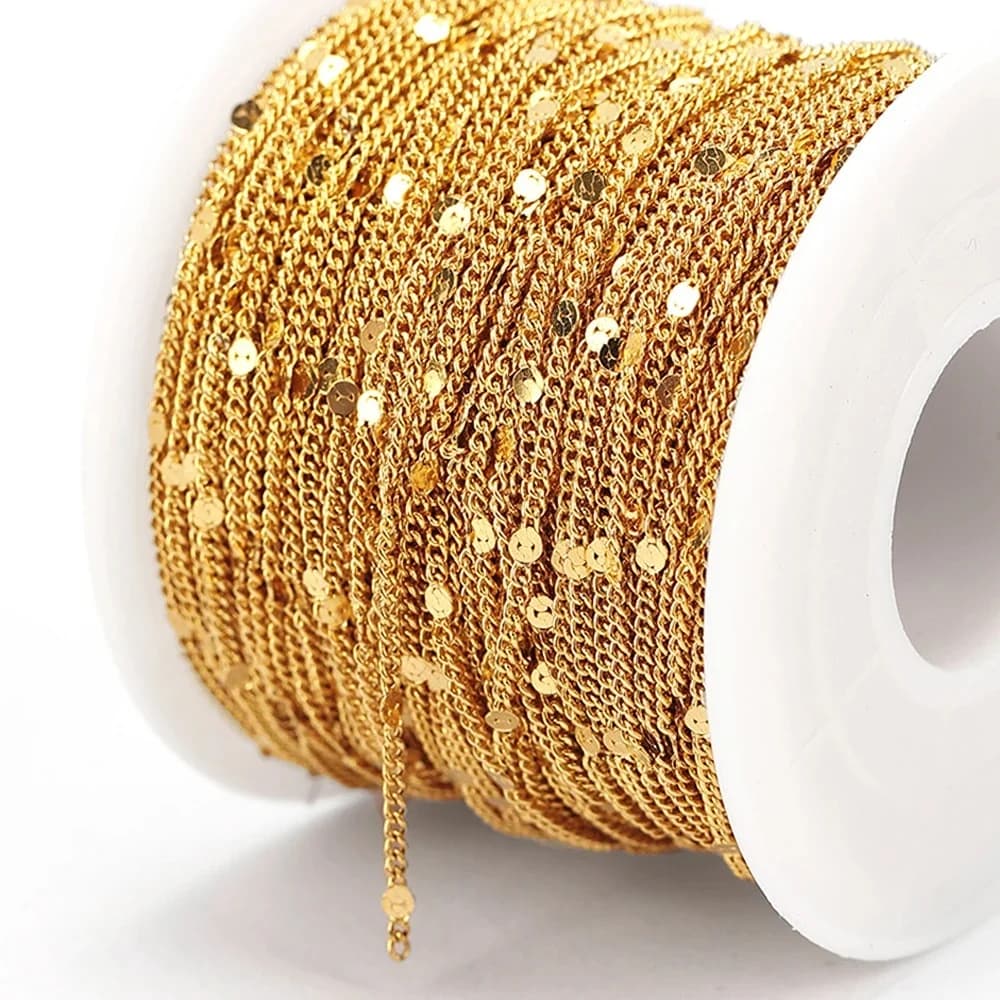 Rouleau de 10 mètres/rouleau de chaîne en acier inoxydable doré, accessoires de chaîne à maillons pour Bracelets, composants de fabrication de bijoux, bricolage fait à la main