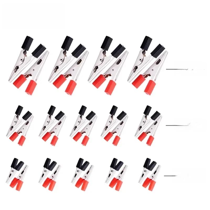 Pinces crocodiles isolées, câble de batterie, pince crocodile, poignée en plastique rouge noir, pinces de test en métal, 35mm, 47mm, 70mm, 10 pièces