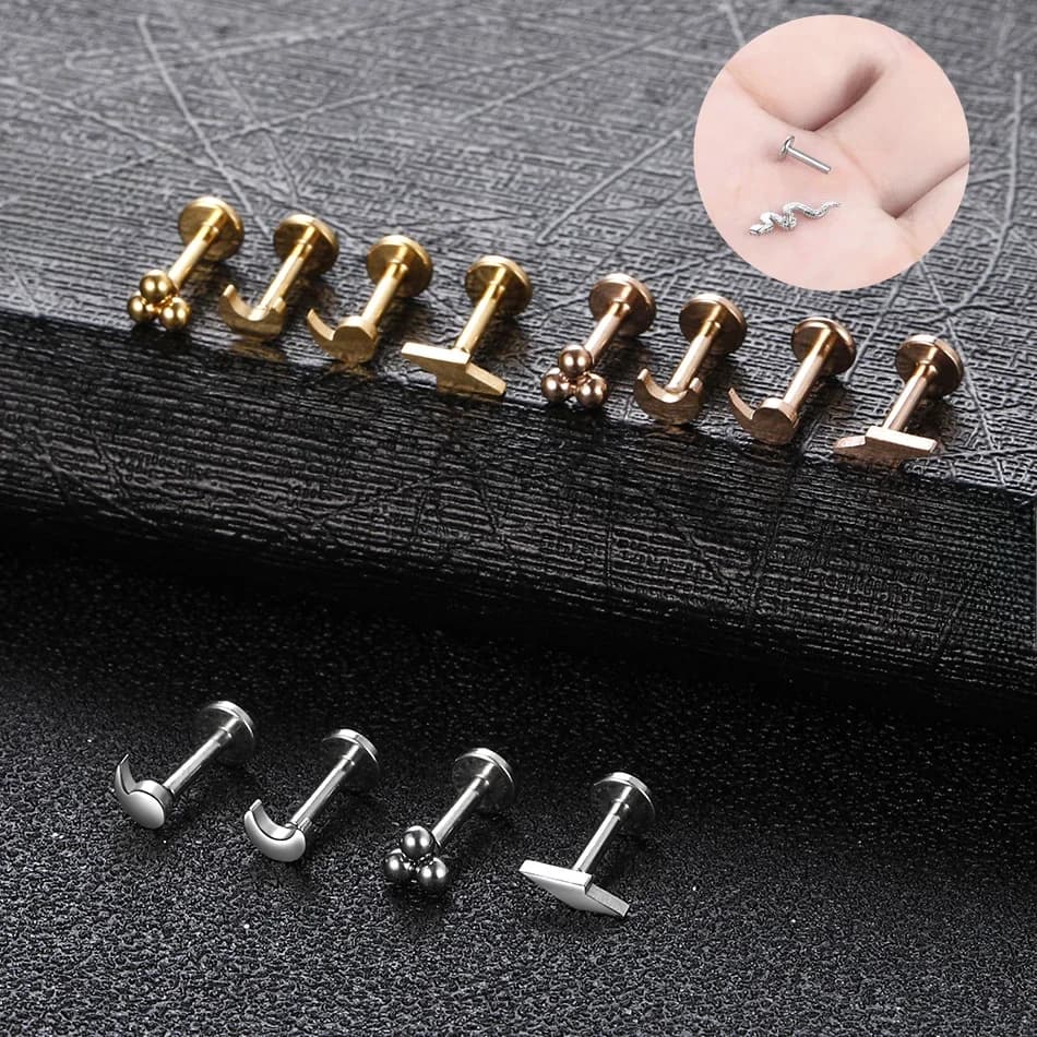 Boucle d'oreille en acier inoxydable, 1 pièce, Piercing de Tragus, barre à lèvres, Cartilage conque Daith Lobe, bijoux