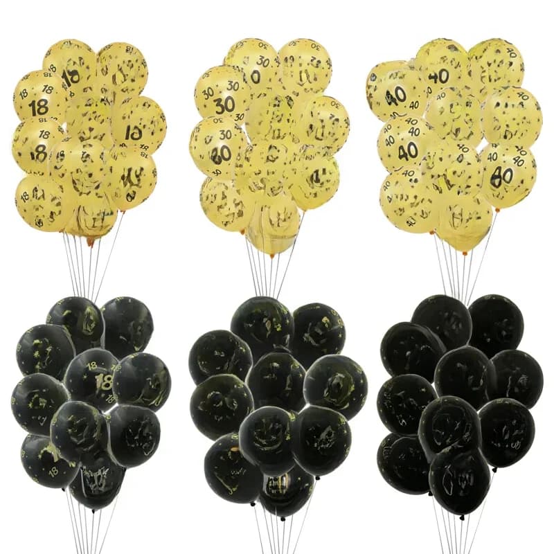 10 pièces or noir 18 30 40 50 60 ans ballons en Latex joyeux anniversaire fête décor anniversaire adulte 30th 40th 50th 60th Supplie