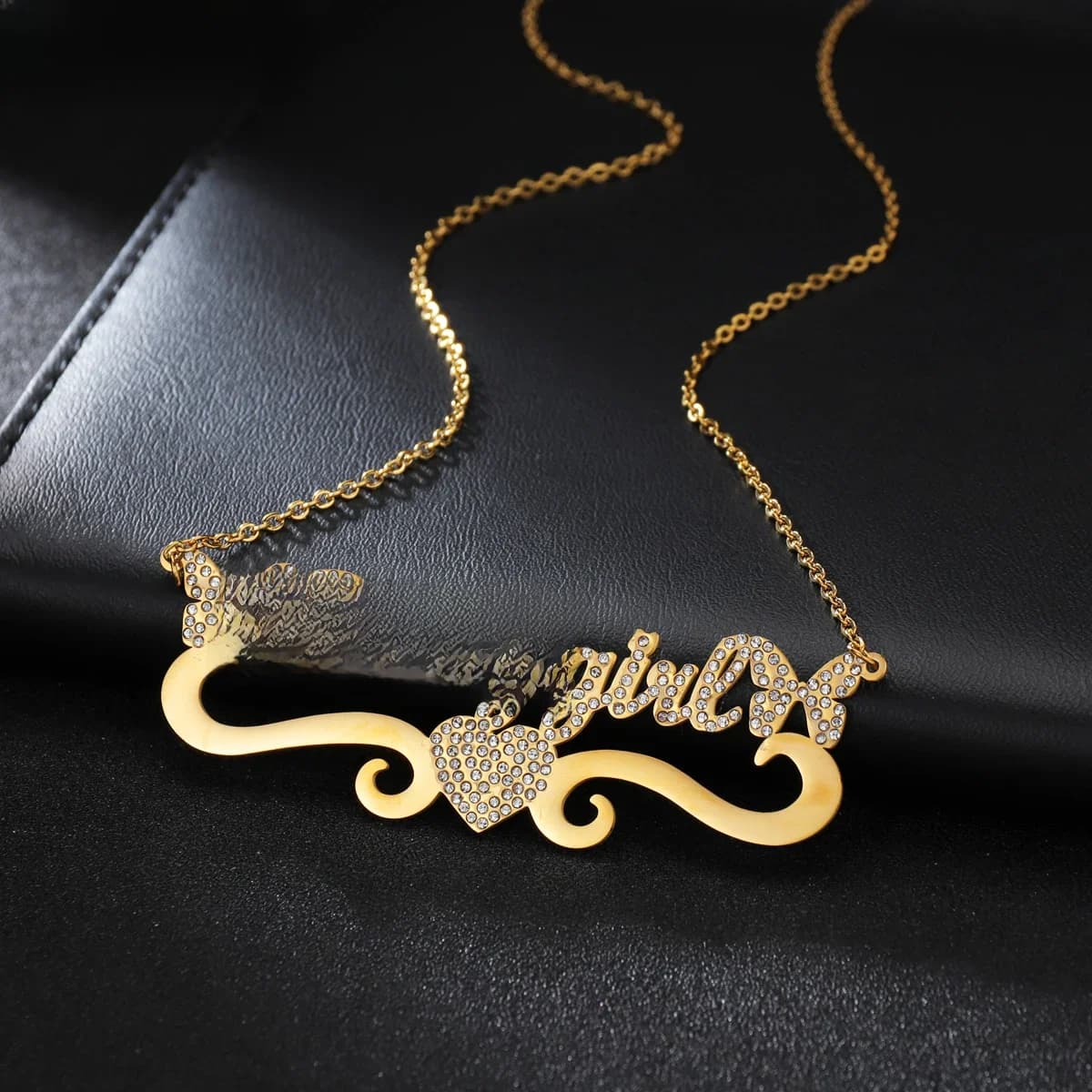 Atoztide – colliers personnalisés avec nom en acier inoxydable, lettres en Zircon cubique pour femmes, pendentif en pierre scintillante, bijoux pour femmes