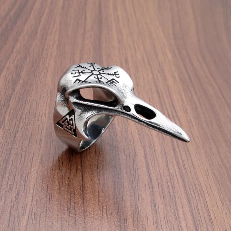 Bague boussole en acier inoxydable pour homme, amulette nordique, Viking, Myenson, Odin, corbeau, corbeau, bijoux punk, cadeaux, SION L