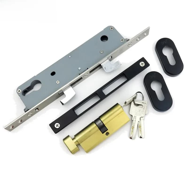 Serrure à double crochet pour porte coulissante lourde, cylindre de 70 mm, porte en alliage d'aluminium pour balcon, plus sûre, plus solide et plus durable, serrure de porte de balcon.