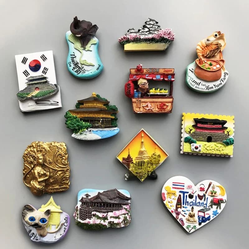 Aimants de réfrigérateur de pays France corée japon Kyoto thaïlande Myanmar aimant de réfrigérateur autocollant Souvenir de voyage mondial magnétique