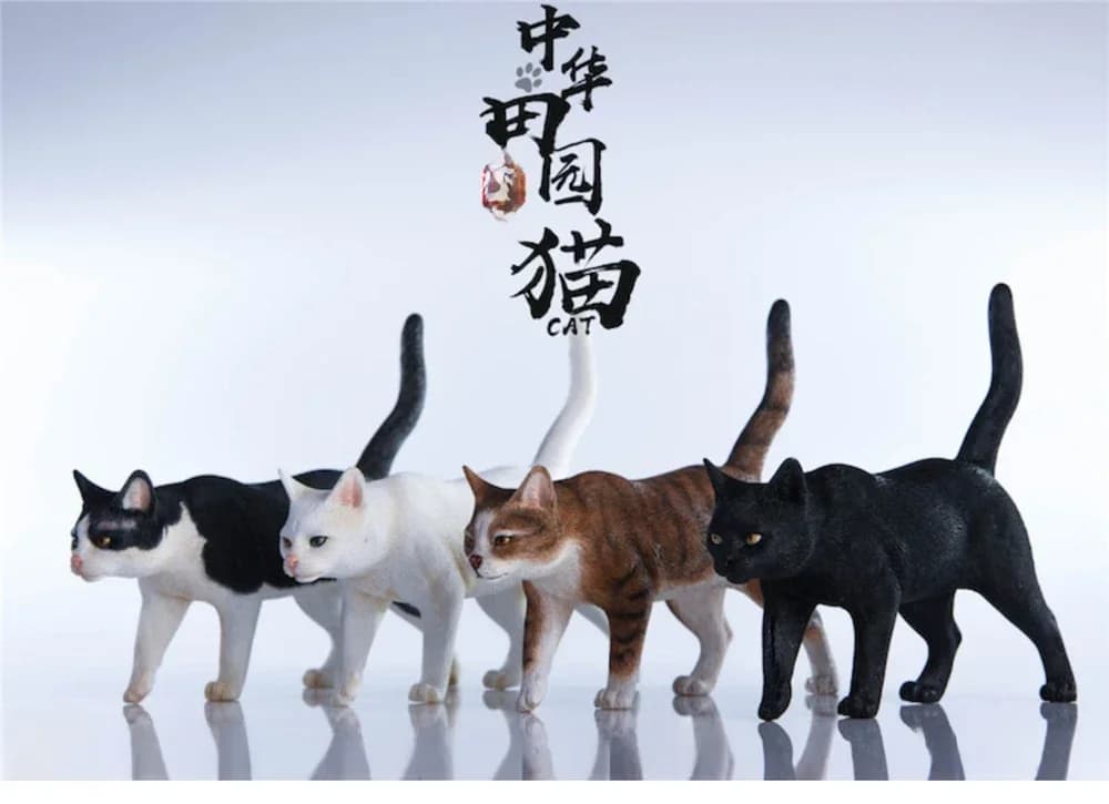 JXK Figurine de chat de jardin chinois à l'échelle 1:6, animal de compagnie guérisseur, collection de félins, décoration de bureau en résine, cadeau