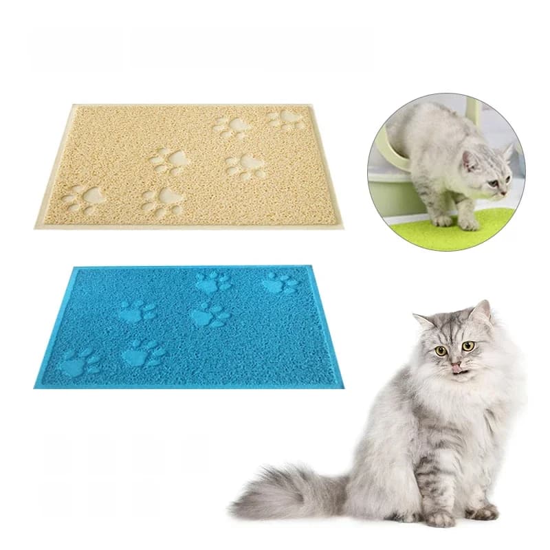 Tapis pour litière de chat portable, doux, imprimé pattes, imperméable, antidérapant, pour la maison, le sol, la voiture, accessoires de nettoyage, tapis épais en PVC