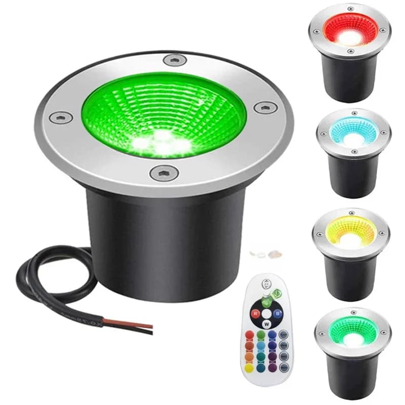 Lampe LED imperméable à l'eau 10W avec télécommande 12V 24V, éclairage encastrable pour le sol, le jardin, le chemin, le parc
