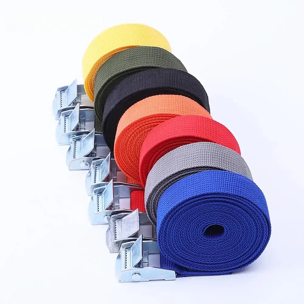 Ceinture d'arrimage à boucle de 2M, sangles de cargaison pour voiture, moto, vélo avec boucle métallique, corde de remorquage, ceinture à cliquet solide pour sac à bagages