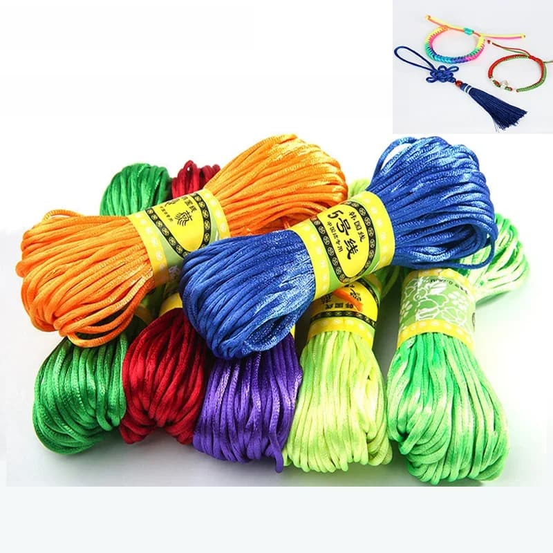 20M 2MM fil de cordon en Nylon satiné doux noeud chinois macramé cordon Bracelet tressé chaîne bricolage glands perles chaîne fil