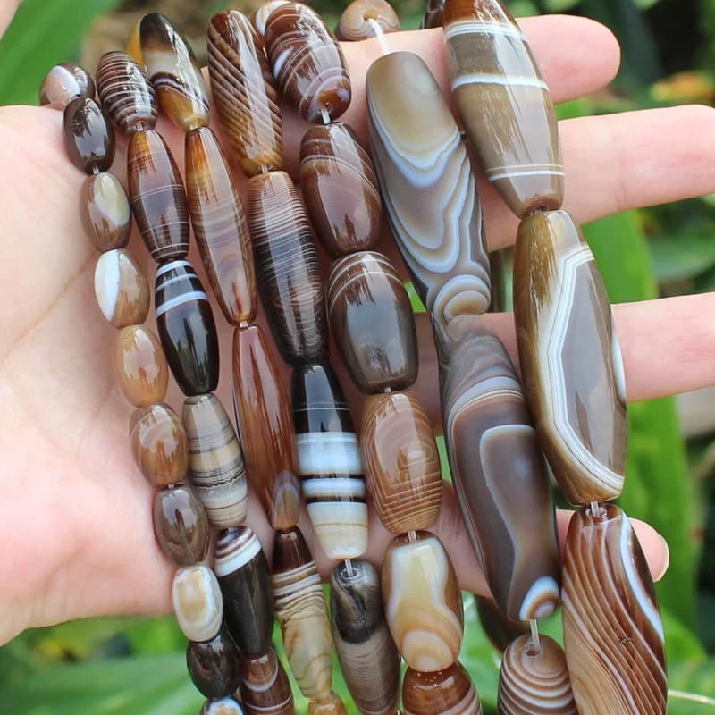 6-50mm café naturel Botswana Agate café couleur rayure agates perles ovales 15 "/38 cm, pour la fabrication de bijoux à bricoler soi-même!