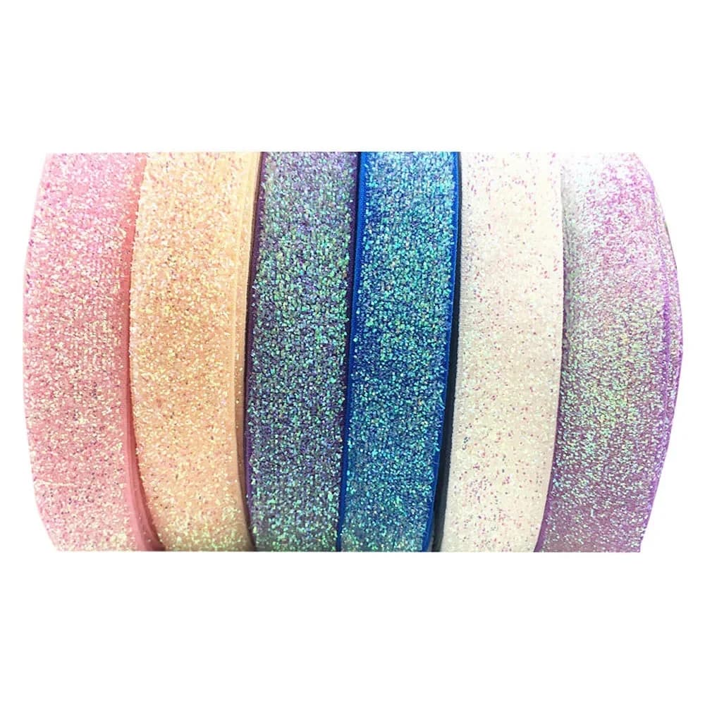 Ruban élastique scintillant givré de 5 yards et 16 mm de large, disponible en 33 couleurs, pour mariage, fête, cadeau, sangle, accessoire de couture pour vêtements DIY.