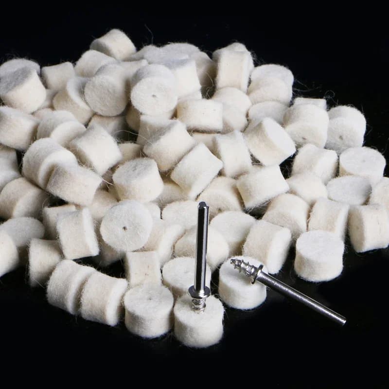 Tampon de polissage en feutre de laine, 13mm + 2 tiges pour meule, 100 pièces