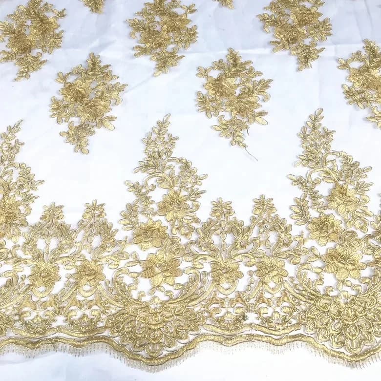 Dentelle d'os de voiture dorée, dentelle d'aviation pleine largeur, accessoires de mariage, tissu de littérature