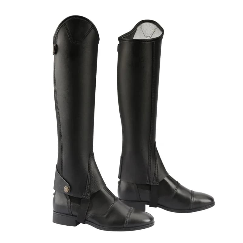Demi-guêtres en cuir bionique microfibre pour l'équitation adulte et enfant, pour femmes et hommes
