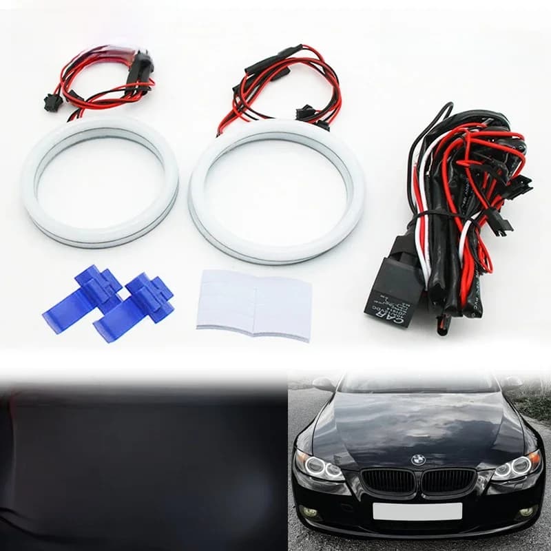 1 ensemble (2x100mm + 2x120mm) anneaux Halo légers en coton SMD bicolore DRL Kit yeux d'ange LED pour BMW E90 E91 E92 E93 E81 E82 E87 E88