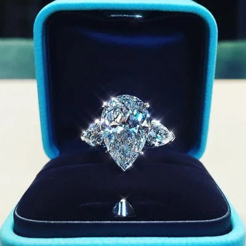 Huitan – bagues de luxe en cristal goutte d'eau CZ, bague de fiançailles pour femme, cadeau de mariage, d'anniversaire, de fête, bijoux à la mode
