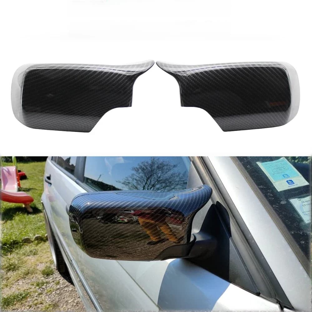Couvercle de rétroviseur noir brillant en Fiber de carbone ABS, capuchons de rétroviseurs latéraux pour BMW E46 E39 berline/Touring 1998 1999 2000 – 2005