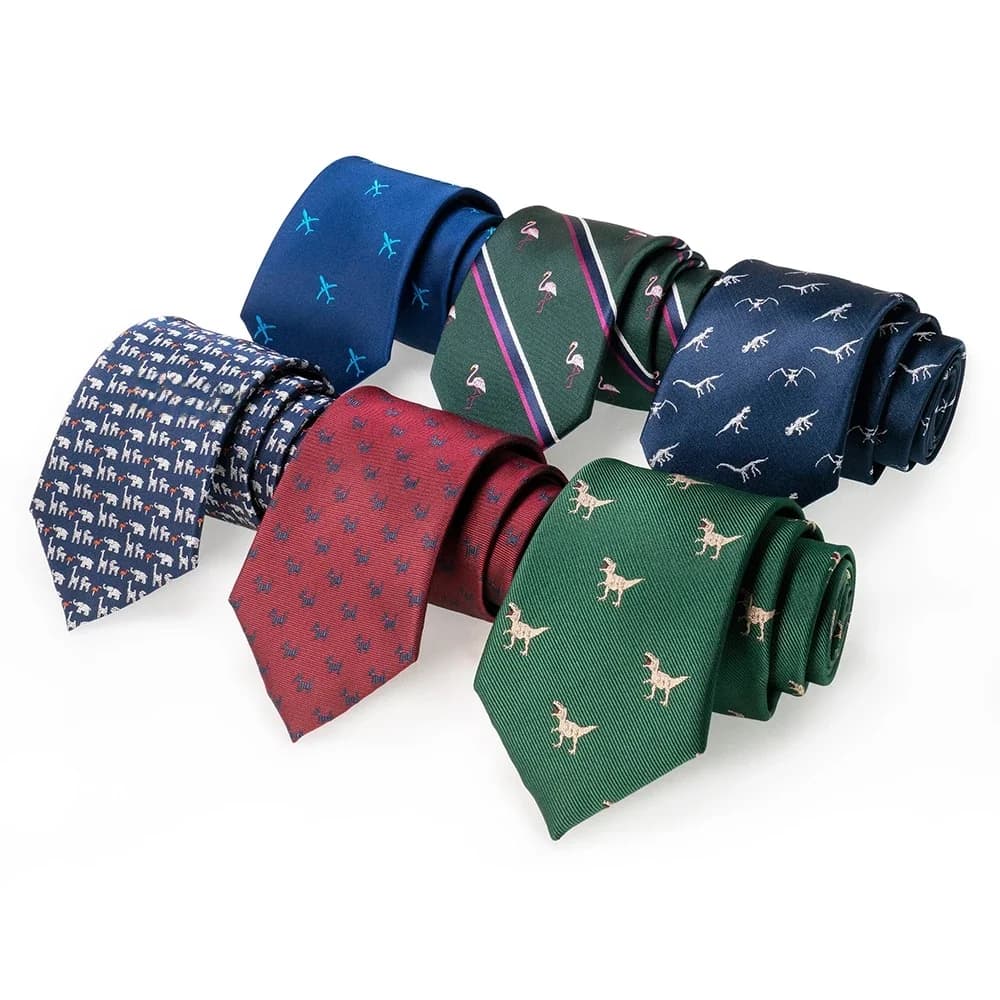 Cravate en soie tissée JEMYGINS, nouveau design animalier pour homme, 8 cm, motif dinosaure et renard jacquard, idéale pour les fêtes, mariages, cadeau
