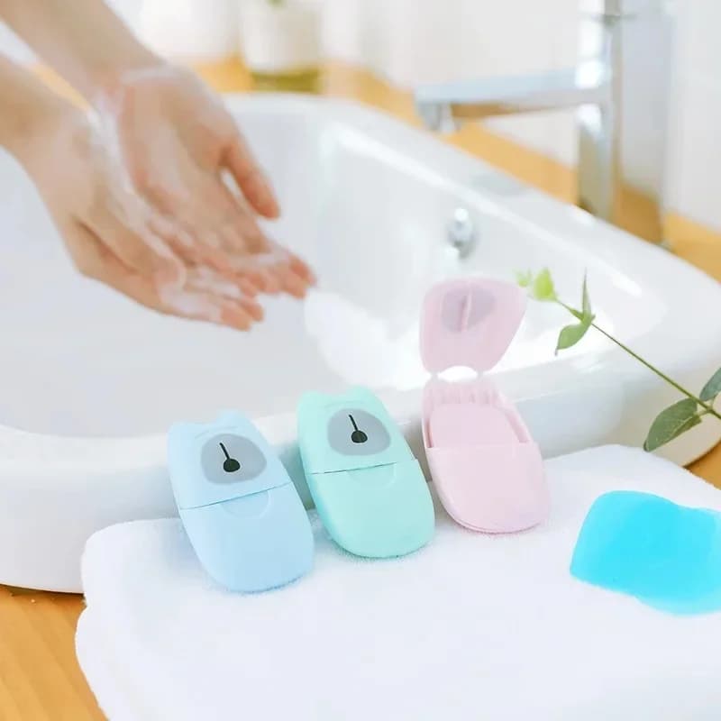 Petits savons jetables en papier pour voyage, 50 paquets/boîte, pour les mains, pour hôtel, produits de bain