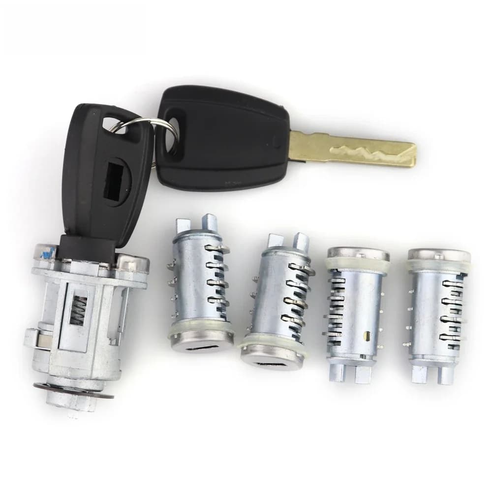 YIQIXIN 5 pièces serrure d'allumage de voiture cylindre serrure de coffre pour Fiat-Ducato Doblo Cargo Punto Panda peugeot-citroen avec clé de lame SIP22