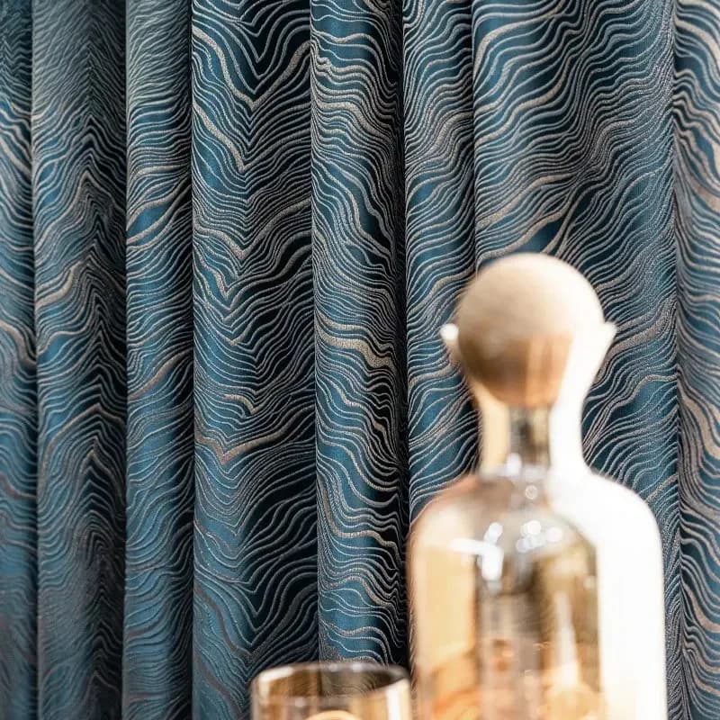 Rideau de luxe jacquard bleu moderne pour salon, tulle blanc nordique de précision, rideaux occultants pour fenêtre de chambre à coucher, taille personnalisée