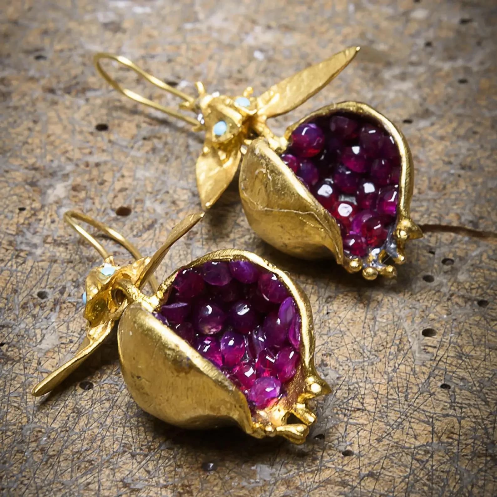 Boucles d'oreilles grenade faites à la main, bijoux turcs les plus populaires, cadeau spécial pour les amoureux