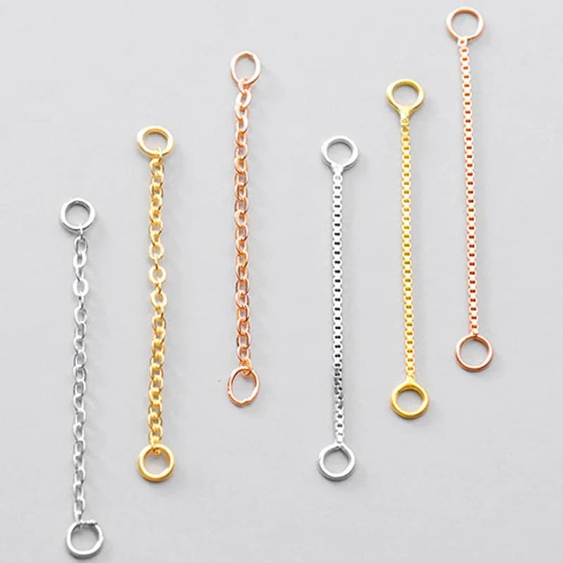 Chaînes de connecteur de ligne de boucle d'oreille en argent Sterling 925, 2 pièces/lot, 30 40 50mm, chaînes d'extension d'oreille pendantes en argent S925, fabrication de bijoux à faire soi-même