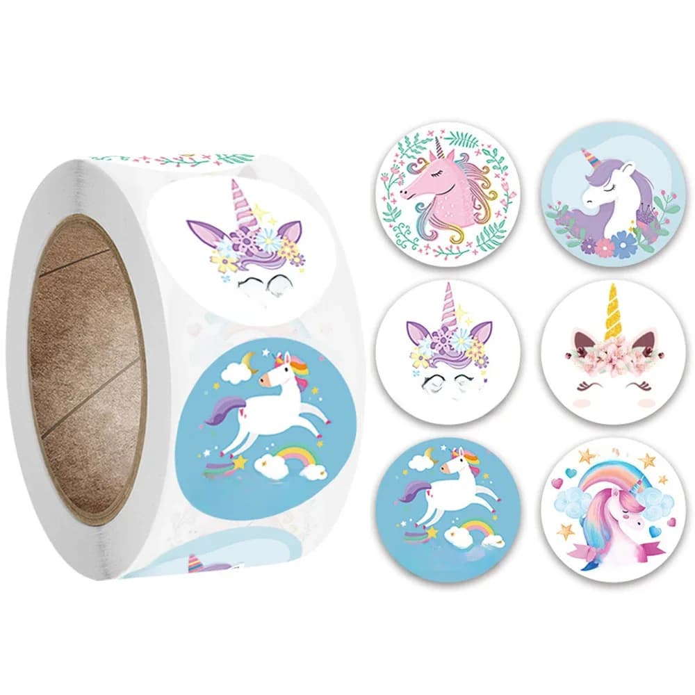 Autocollants mignons de licorne animale de dessin animé, autocollants de récompense pour enfants, étiquettes décoratives, cadeaux, encouragement pour les enseignants, autocollants de papeterie pour