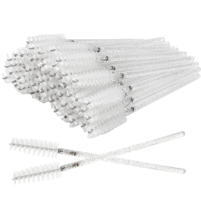 Brosse à cils cosmétique, 50 pièces, pinceaux de maquillage jetables, baguettes de Mascara en cristal blanc, outils d'extension de cils