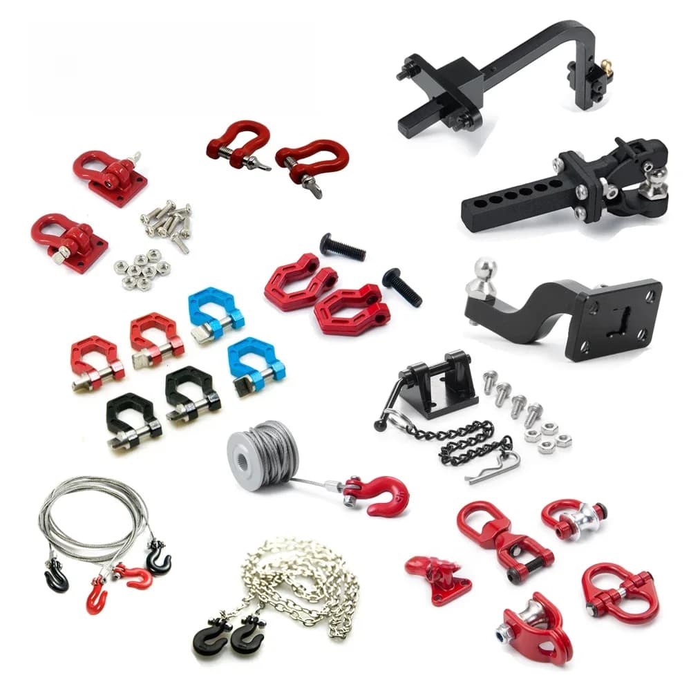 YEAHRUN 1/10 RC voiture sur chenilles en métal remorque corde chaîne manille crochet de remorquage treuil crochet accessoires pour Axial SCX10 pièces de mise à niveau