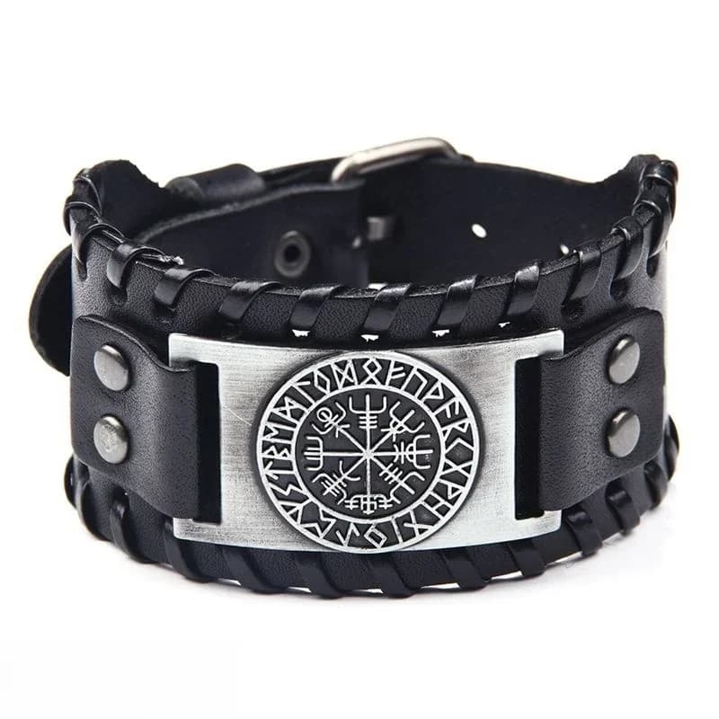 Bracelet boussole Pirate en cuir large rétro pour hommes, bijoux celtique Viking, accessoires, cadeaux de fête, nouvelle collection