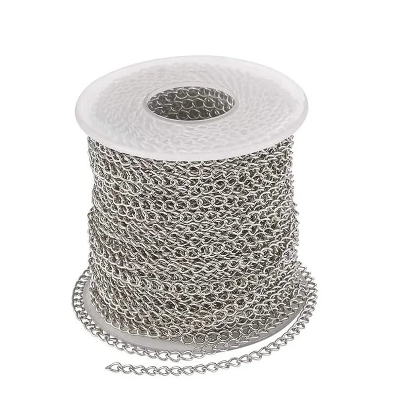 Chaîne torsadée en acier inoxydable 304 pour bijoux, chaîne de collier et bracelet faits à la main, semi-finie, 5 mètres