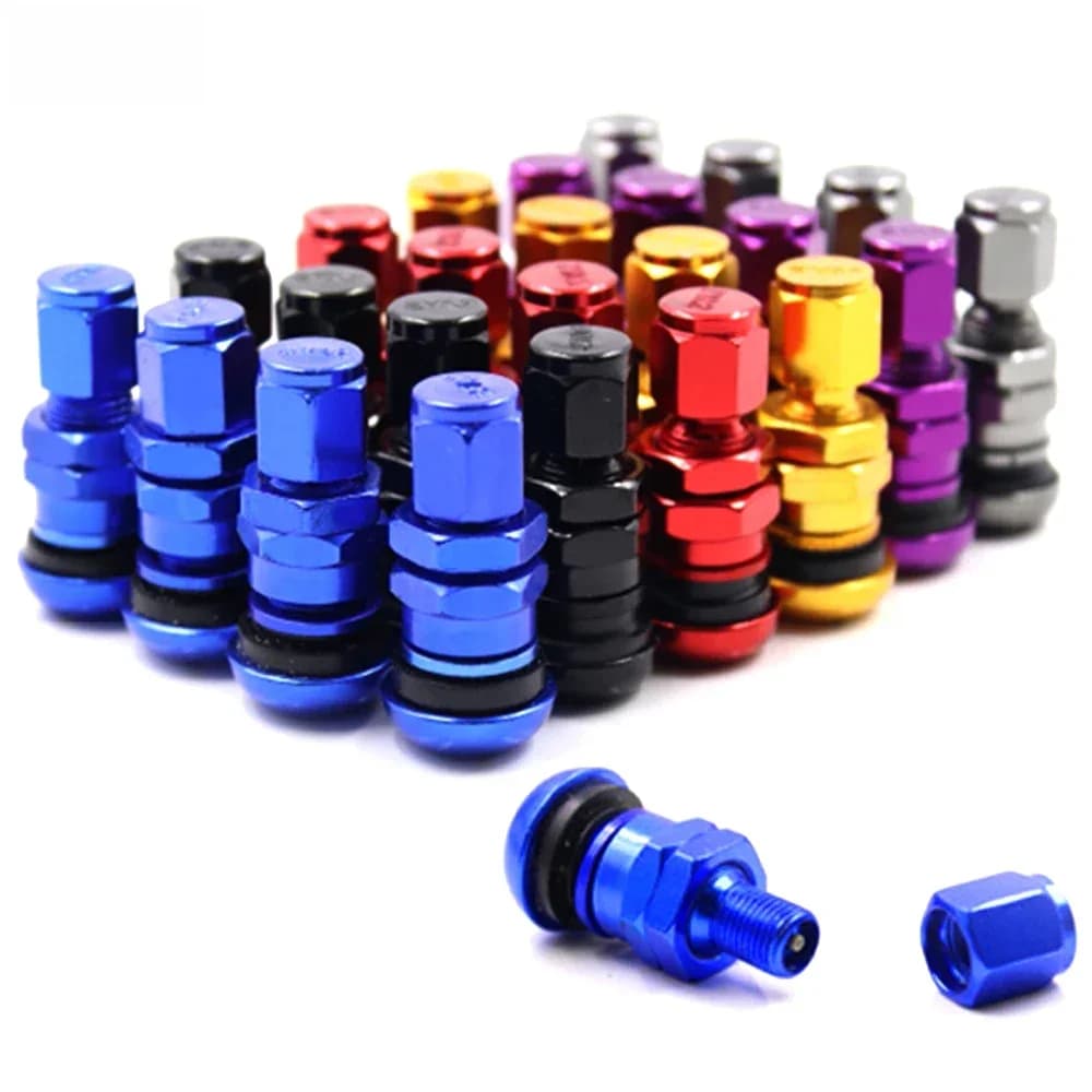 Kit de tige de Valve de pneu avec capuchon anti-poussière, 4 pièces, pour voiture, camion, moto, tiges courtes, boulon métallique