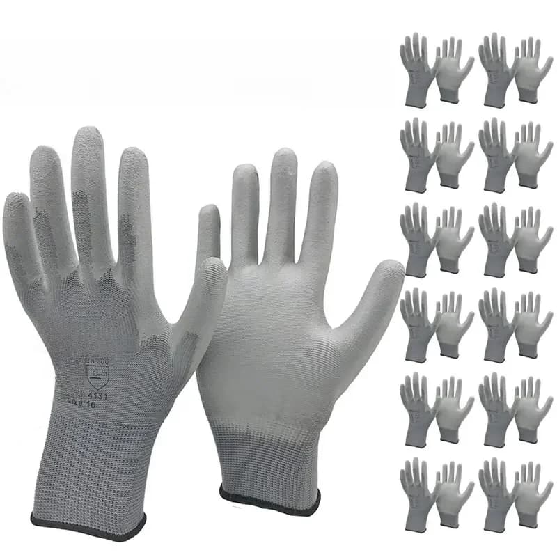 NMSafety – gants de travail de haute qualité, 24 pièces/12 paires, avec revêtement de paume en caoutchouc PU, gant de protection de sécurité