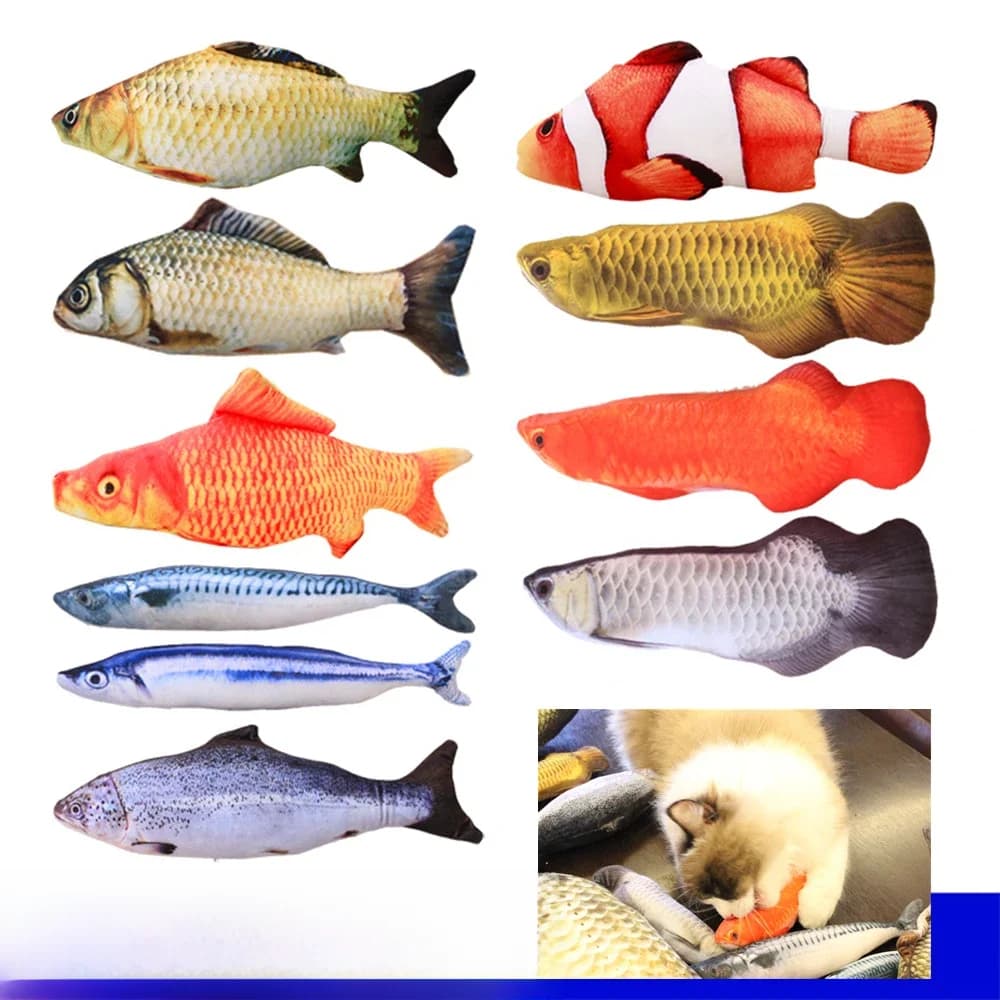 Nouveaux animaux de compagnie en peluche Simulation poisson forme chat jouet cadeaux interactifs poisson herbe-aux-chats jouet oreiller en peluche poupée 3D poisson jouant jouets pour animal de