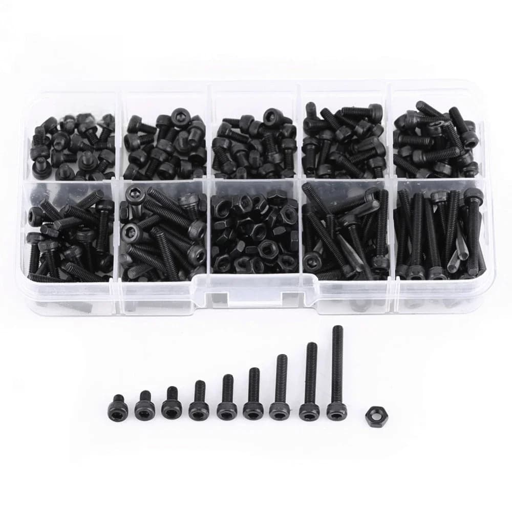 Vis d'imprimante 3D 280 pièces M3 tête de capuchon boulon à douille hexagonale vis écrou DIN912 acier noir l Kits de boulons de cylindre hexagonal