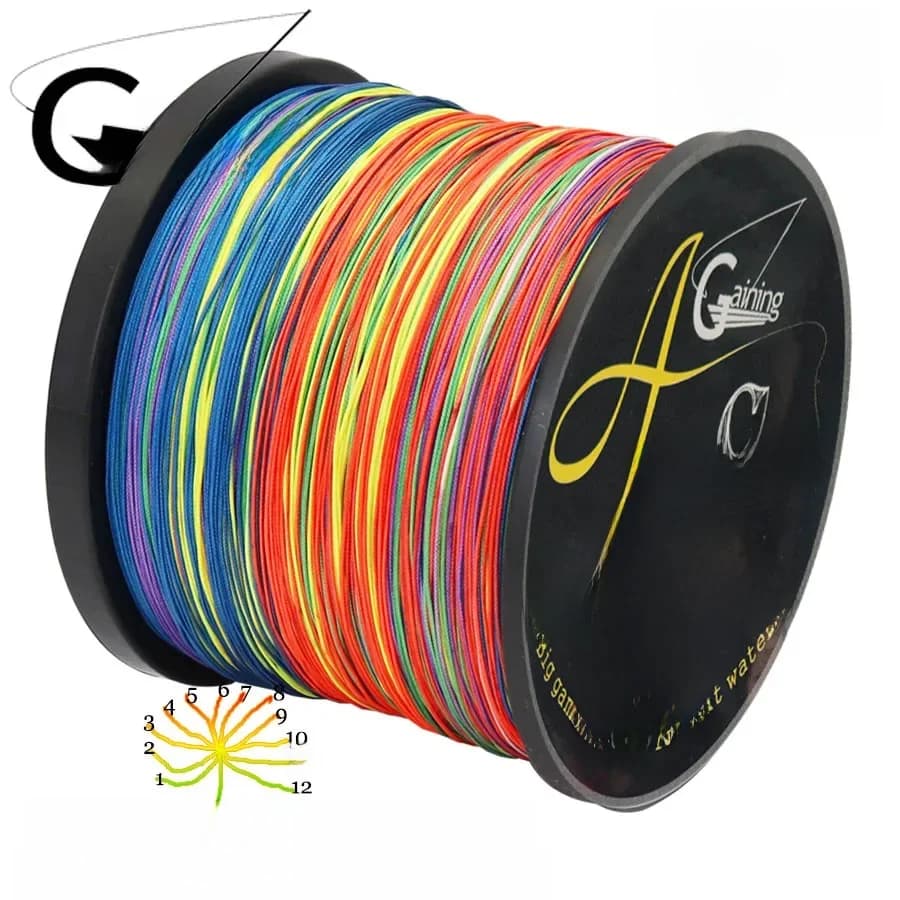 Fil de pêche tressé PE Super multicolore, ligne de pêche très résistante, 12 brins, 300m, 500m, 1000m, 1500m Fil de tresse Ligne de pêche tressée PE super multicolore Ligne de pêche forte 25LB-220LB