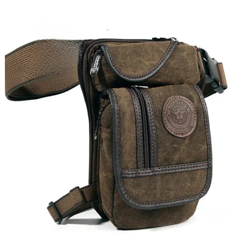 Sac de jambe tombante en toile pour hommes, sacoches à bandoulière polyvalentes pour moto, ceinture de haute qualité, sac banane de taille