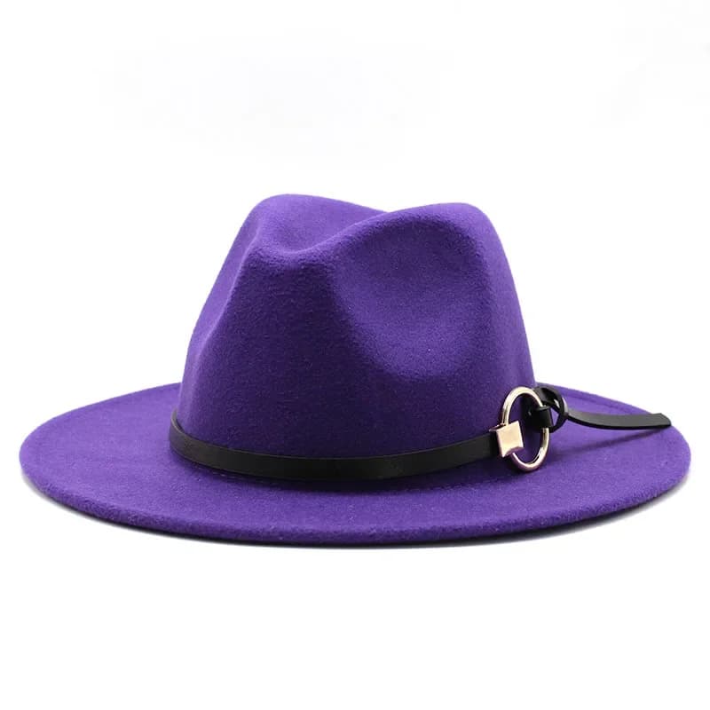Chapeau fedora violet lavande pour hommes et femmes, en feutre, jazz, accessoires de ceinture supérieure, Panama, chapeaux fedora peu profonds, шля,emiş